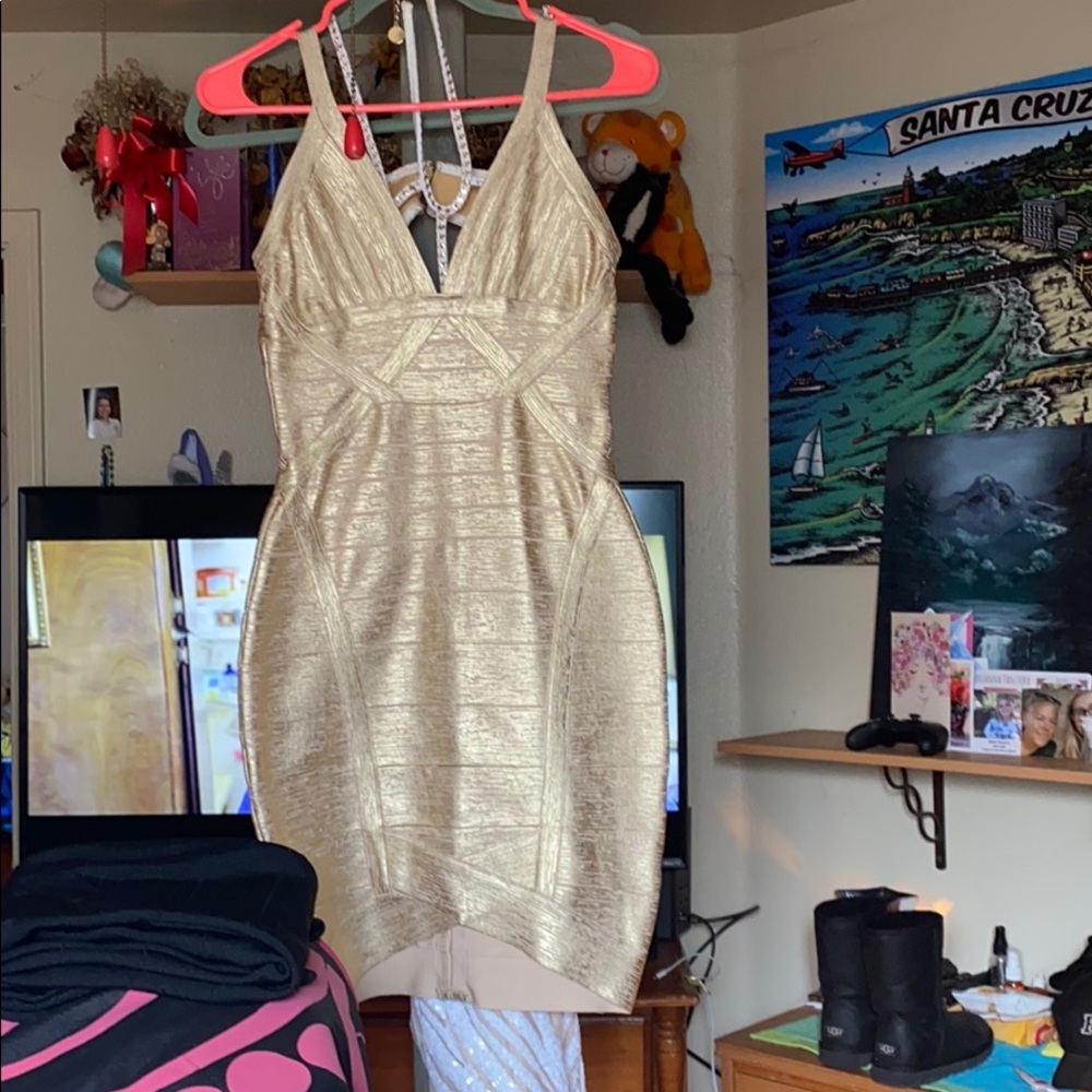 Gold Bodycon Dress. Like House of CB medium